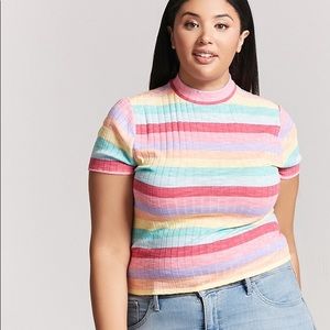 Ribbed Striped Top - Plus Size